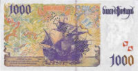 1000 Escudos banknote - back side.