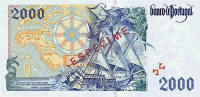 2000 Escudos banknote - back side.