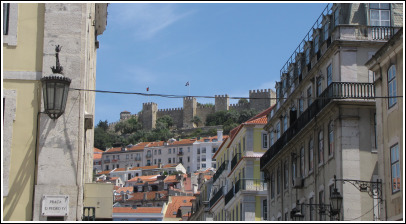 Lisbon Rossio - view to the Castle.